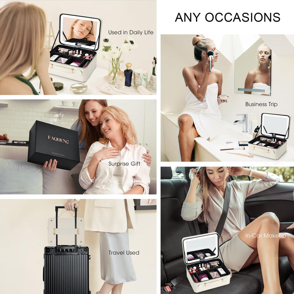 Faquenc Leather Makeup Case exterior is waterproof synthetic leather for durable use.