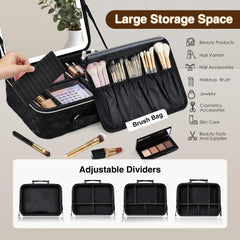 Faquenc makeup bag brush holder keeps brushes organized during travel.
