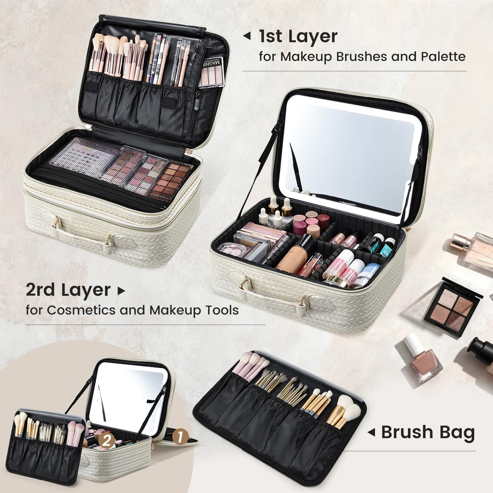 Faquenc makeup bag brush holder neatly stores makeup brushes for quick access