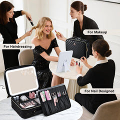 Faquenc makeup bag checkerboard pattern shows durable, stylish travel storage.