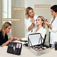 Faquenc makeup bag dual-layer setup keeps brushes and palettes organized