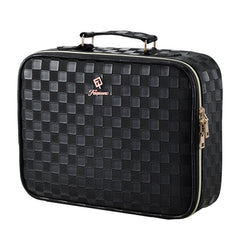 Faquenc makeup bag with LED mirror provides on-the-go accurate makeup with adjustable lighting.