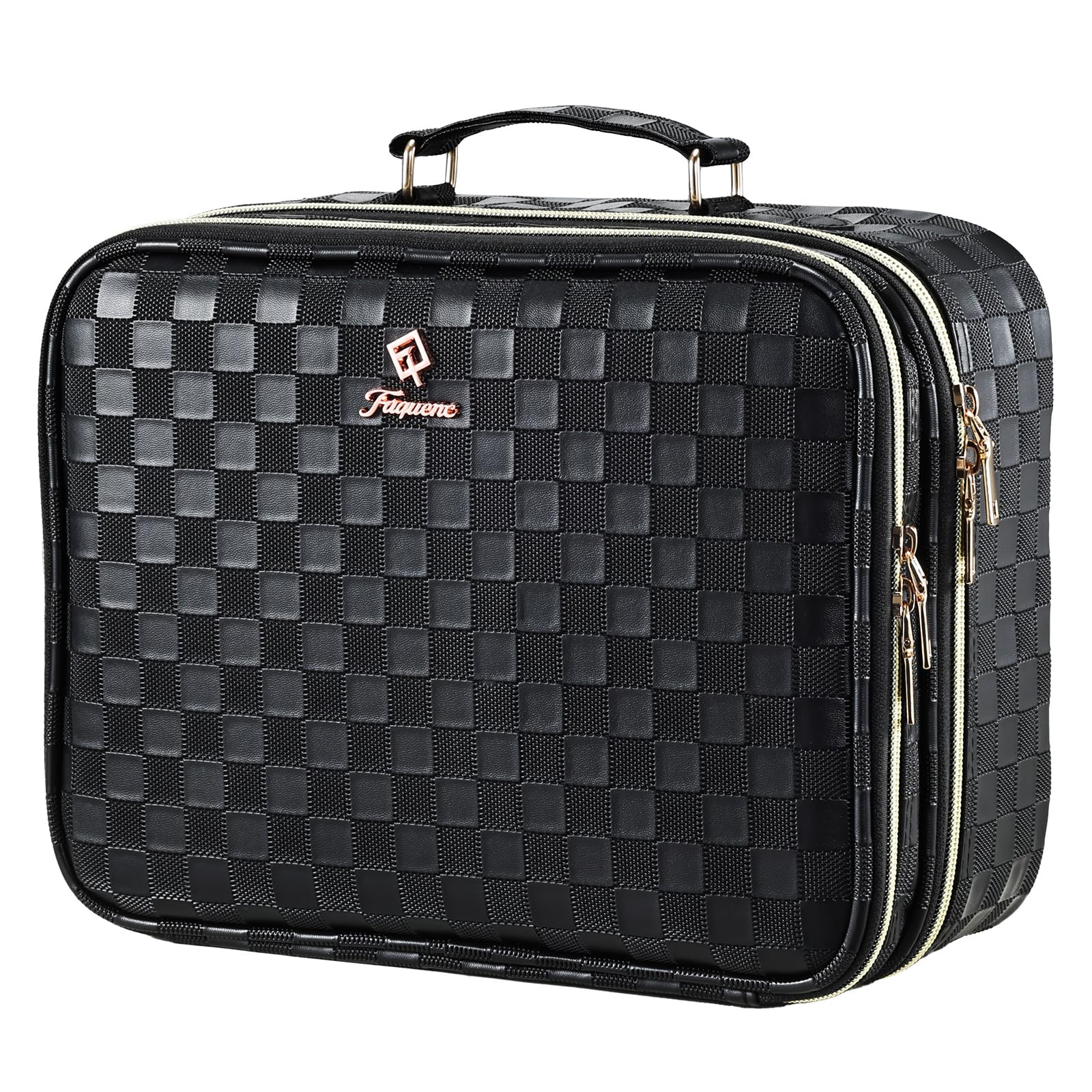 Faquenc makeup bag with LED mirror shows precise makeup on the go.