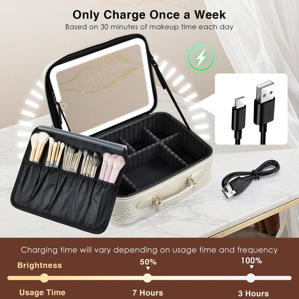 Beige Faquenc bag with gold zipper adds stylish travel elegance.