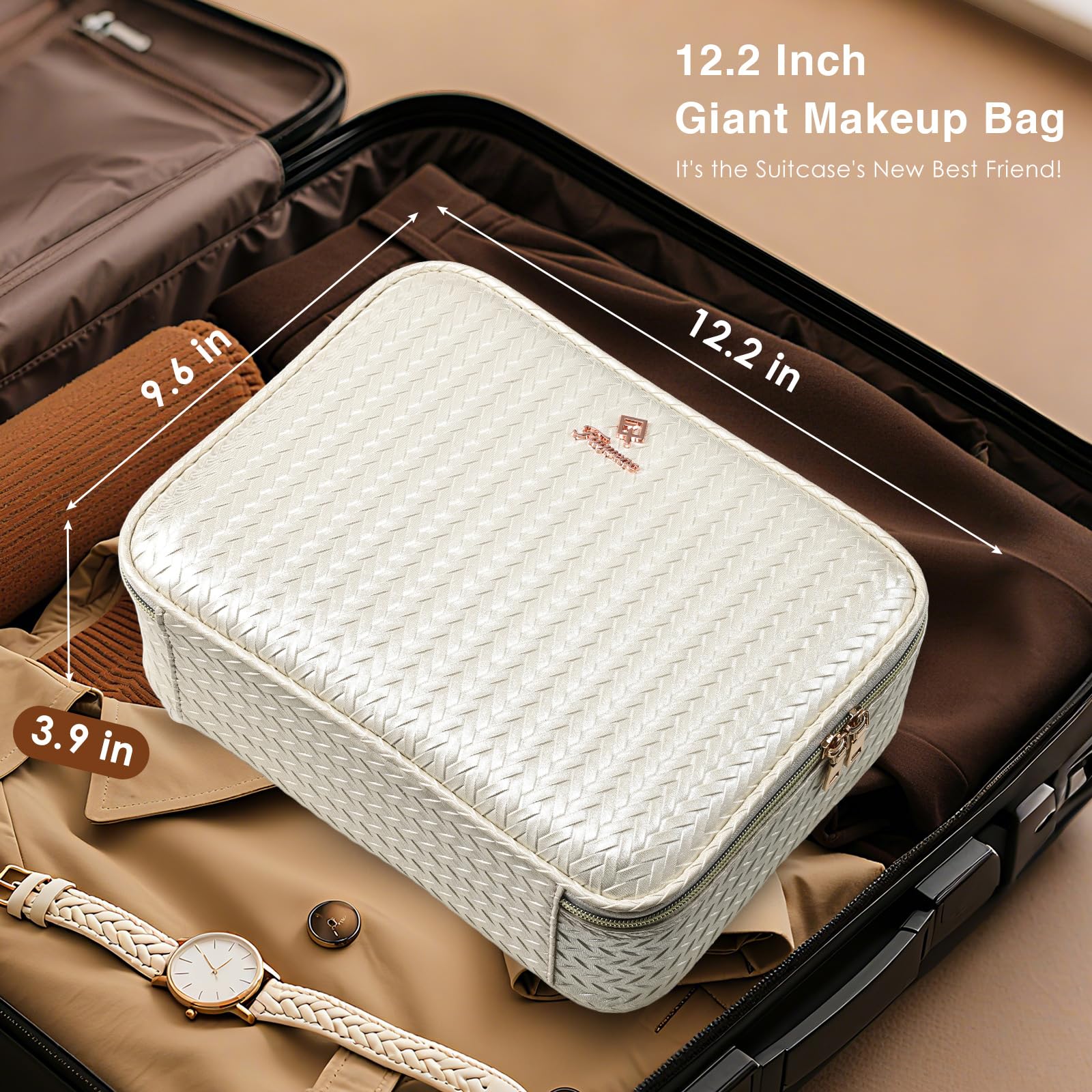 Faquenc makeup bag includes Type-C cable for convenient on-the-go charging.