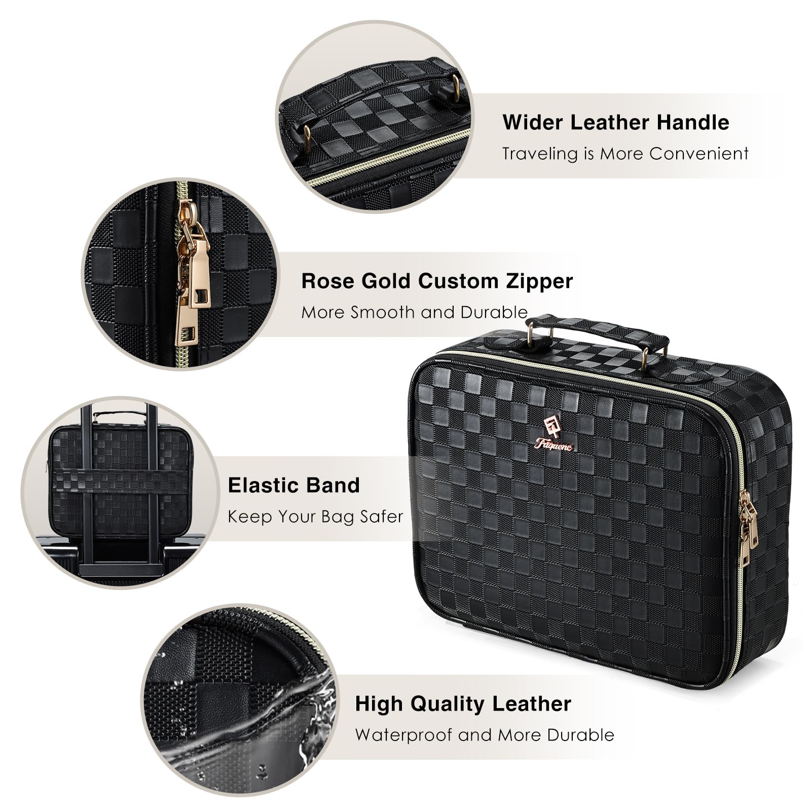 Faquenc makeup bag USB-C cable included for easy on-the-go charging.