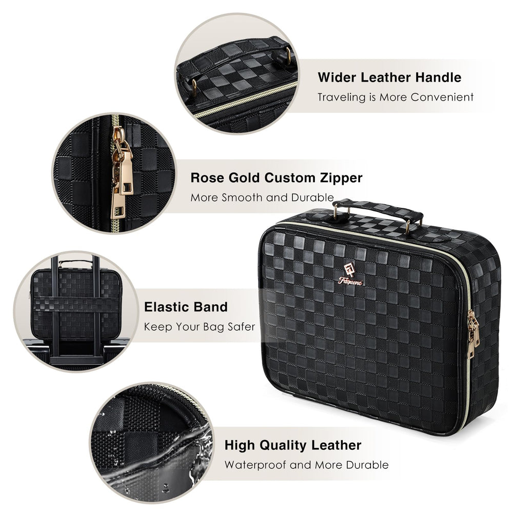 Faquenc makeup bag USB-C cable included for easy on-the-go charging.