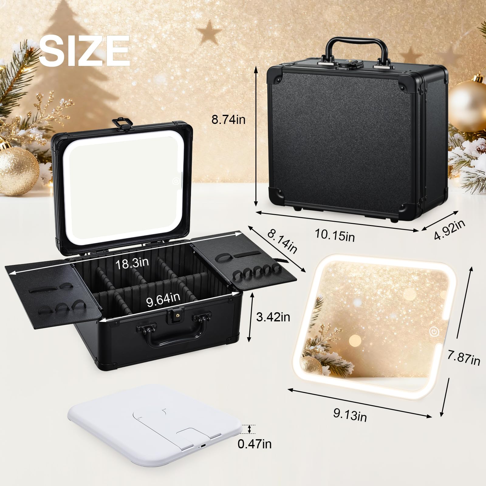 Faquenc makeup case waterproof partitions protect cosmetics