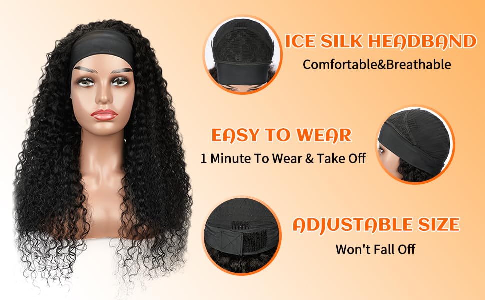 Fardoen headband wig packaging includes cap and lashes for styling