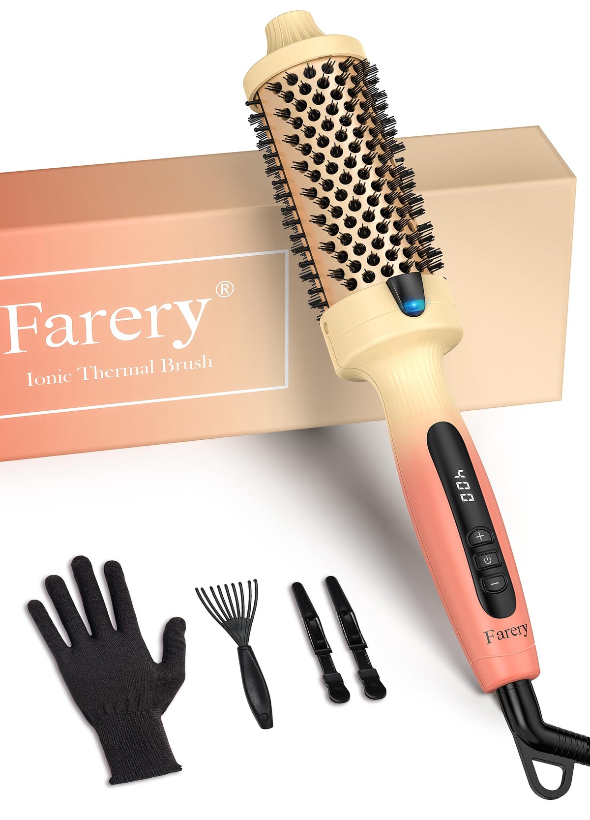 Farery 1.77-inch thermal brush ceramic barrel for voluminous curls and frizz-control shine