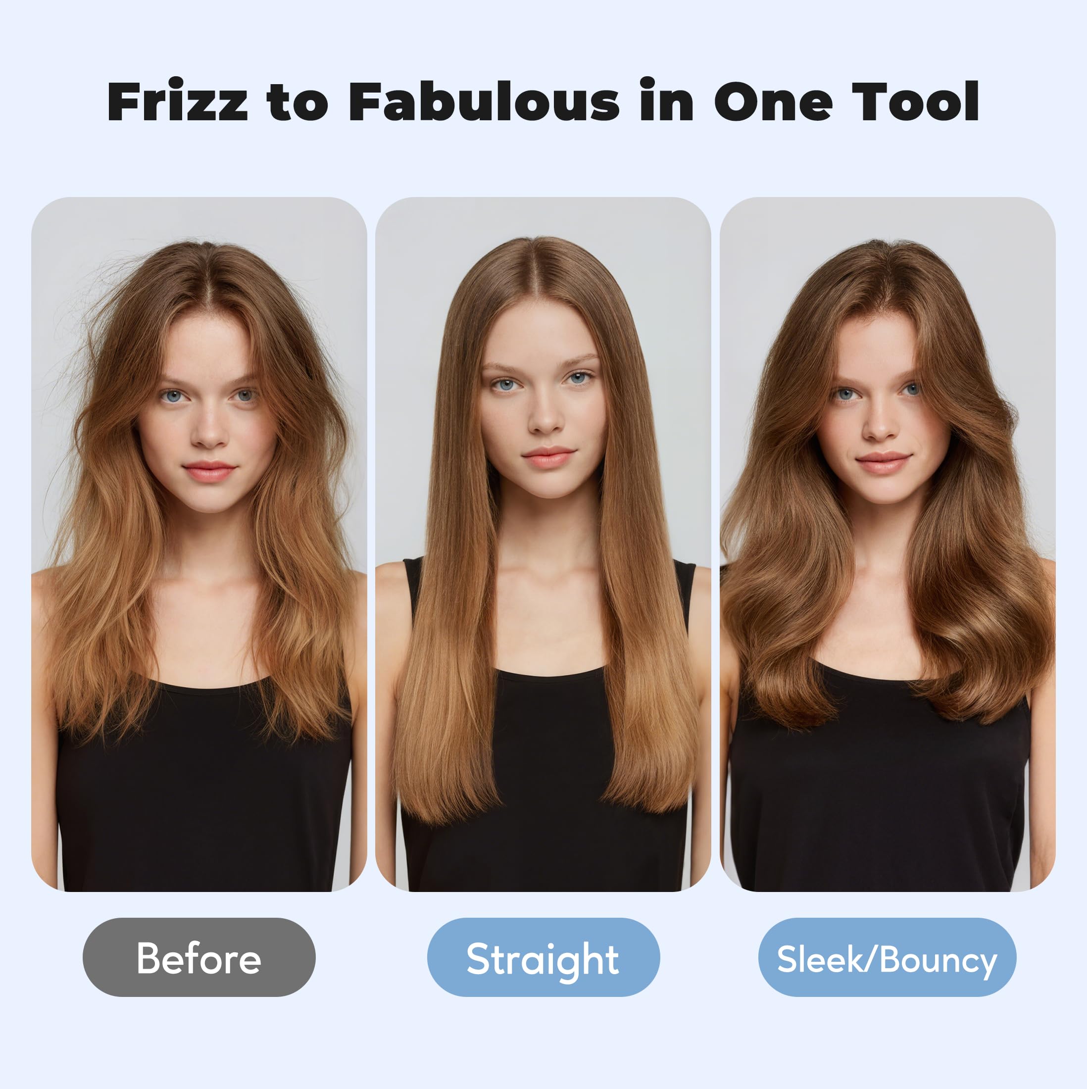 Farery 2.4-inch thermal brush in use delivering volume and loose waves for long hair
