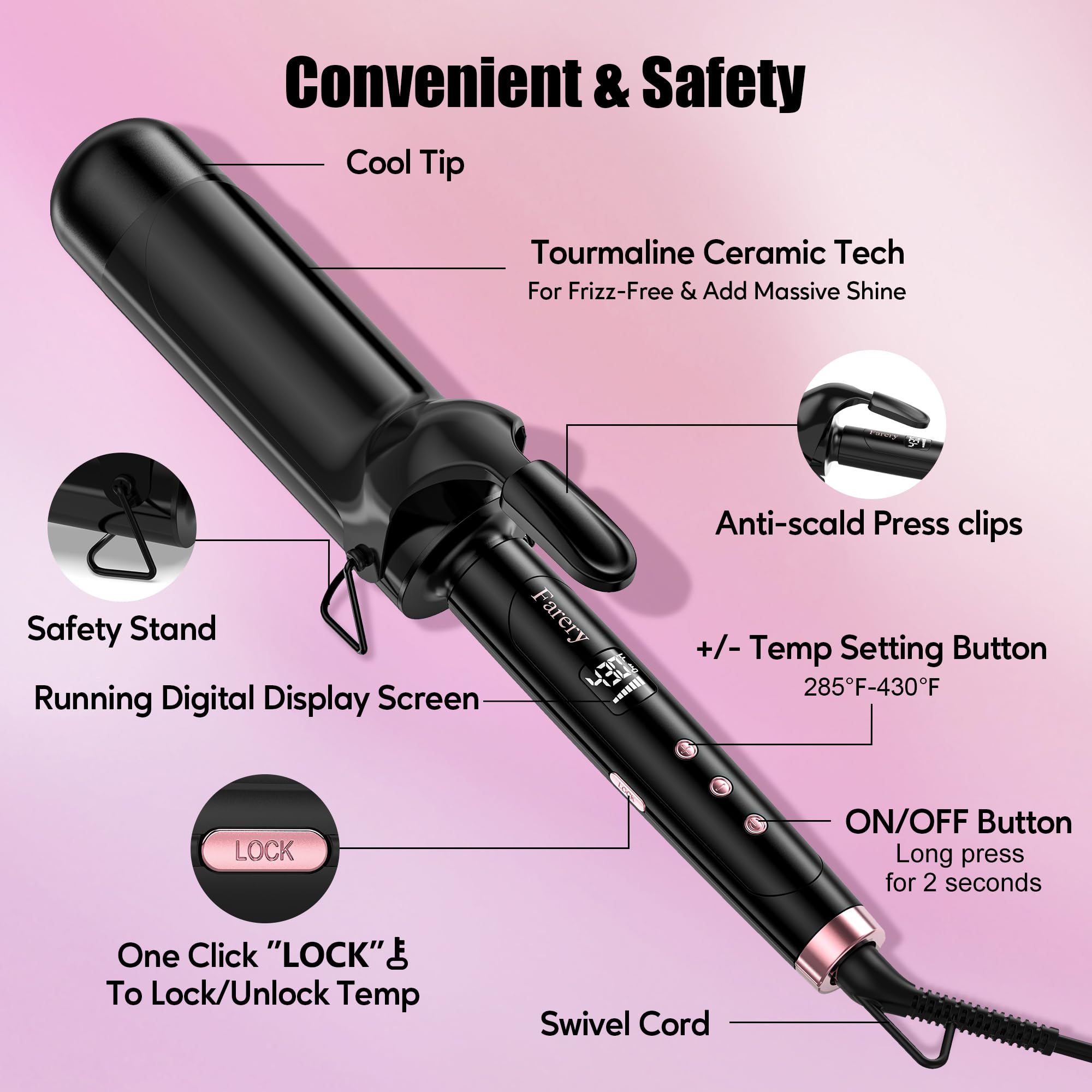 Farery 8.2ft swivel cord keeps cords tangle-free for quick sessions.