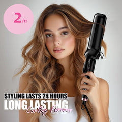 Farery argan-keratin infused plates provide smooth, shiny results while curling.