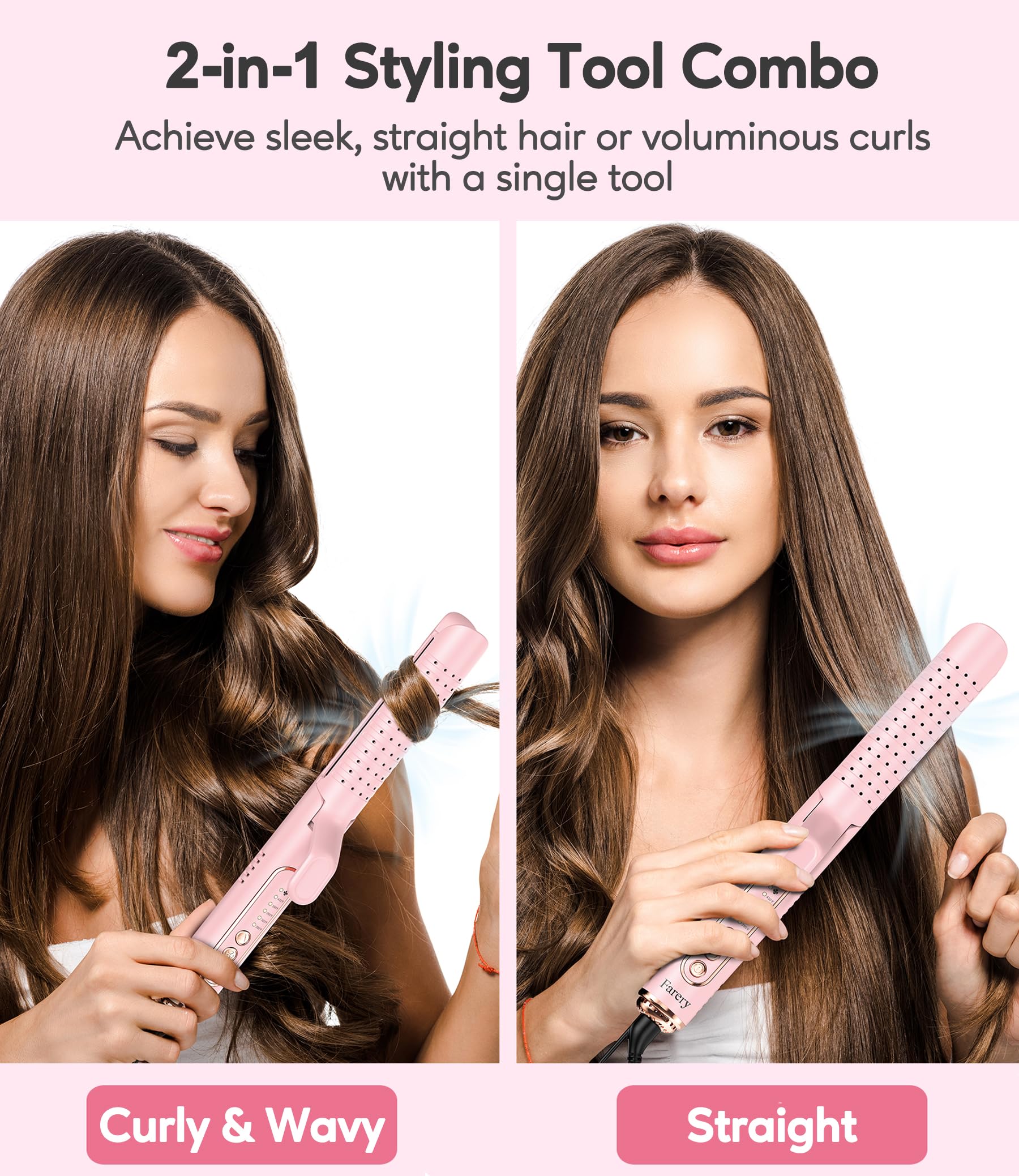Farery Chill Set Soft-Air Curling Iron cooling air button enables controlled finishes