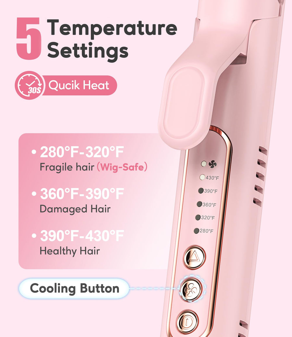 Farery Chill Set Soft-Air Curling Iron wig-safe design shown for synthetic hair styling