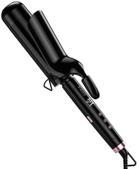 Farery curling iron with a 2-inch barrel creates big, soft curls for long hair styling.