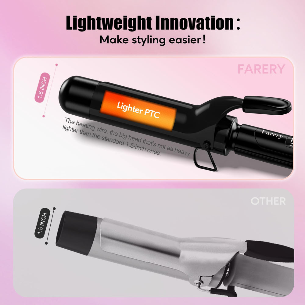 Farery curling iron digital heat display showing precise temperature control