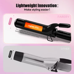 Farery curling iron digital heat display showing precise temperature control