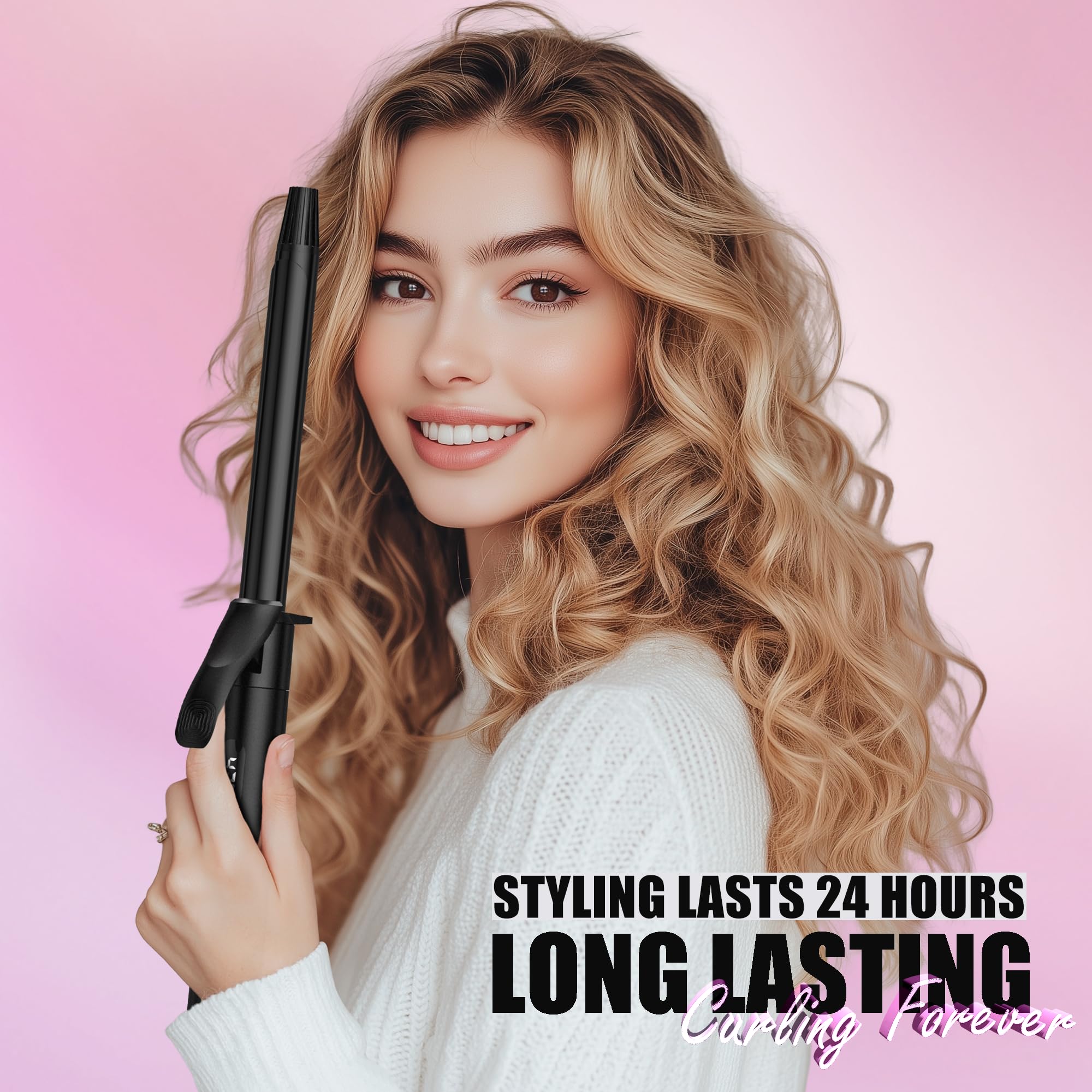Farery curling iron barrel detail highlighting extra-long barrel