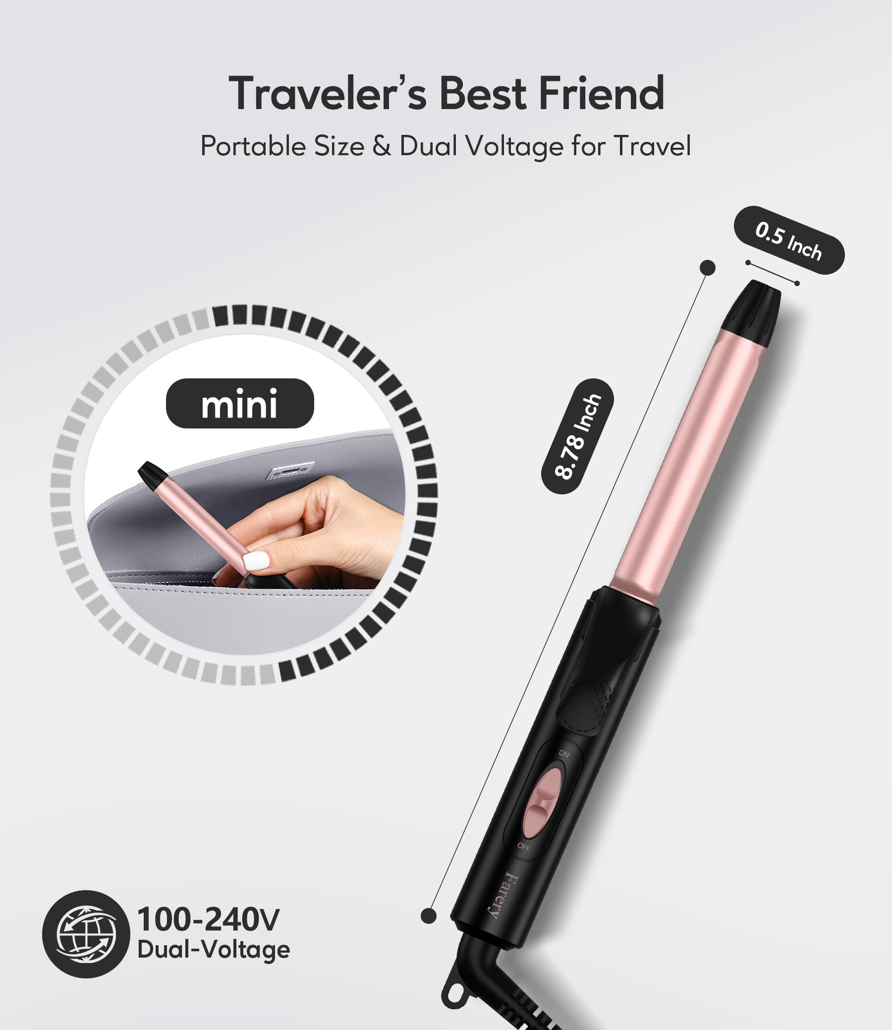FARERY mini 1/2-inch barrel focuses near roots for short hair volume