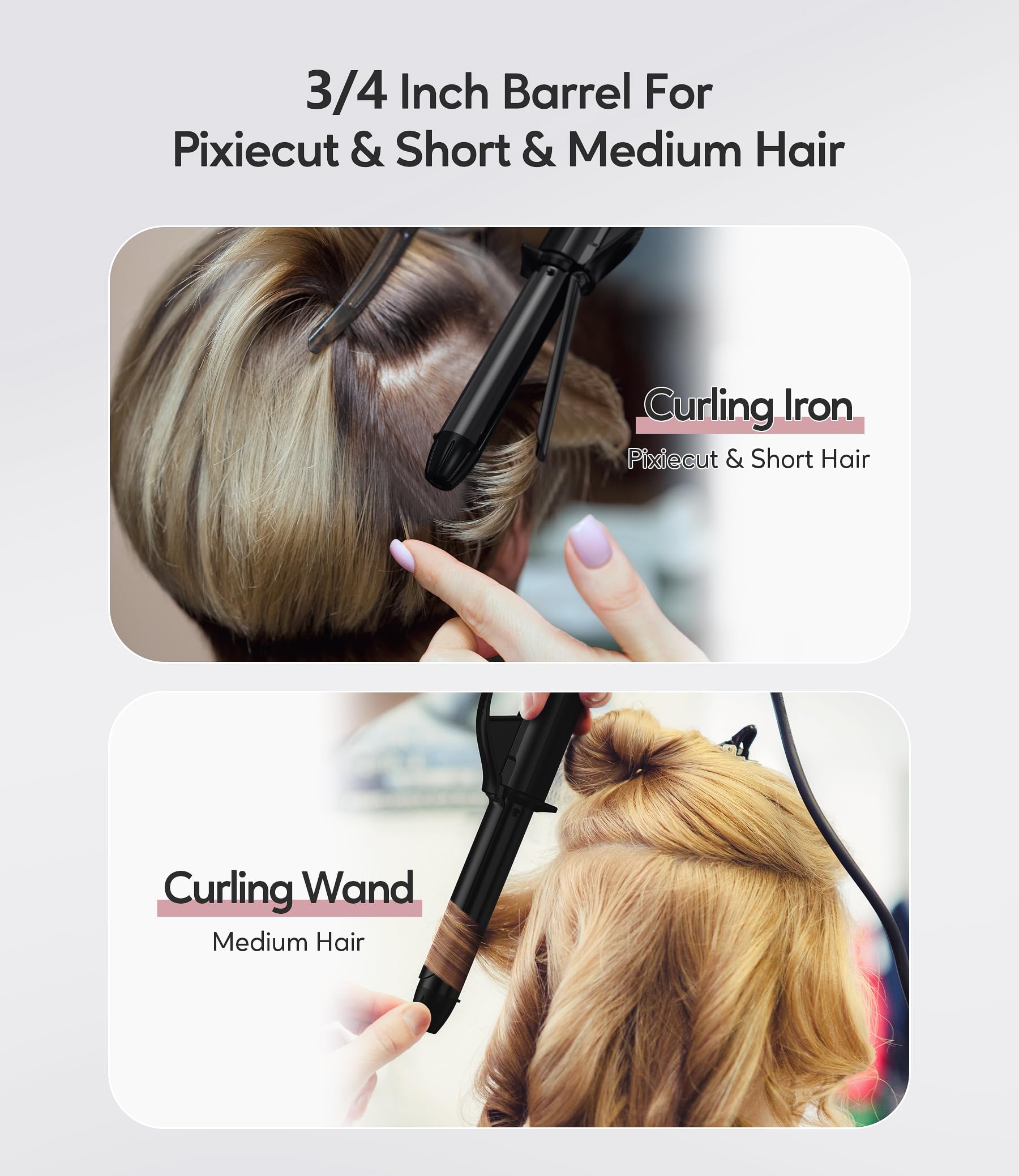 FARERY mini curling iron argan keratin-infused barrel delivers shiny, smooth curls with nourishing benefits.
