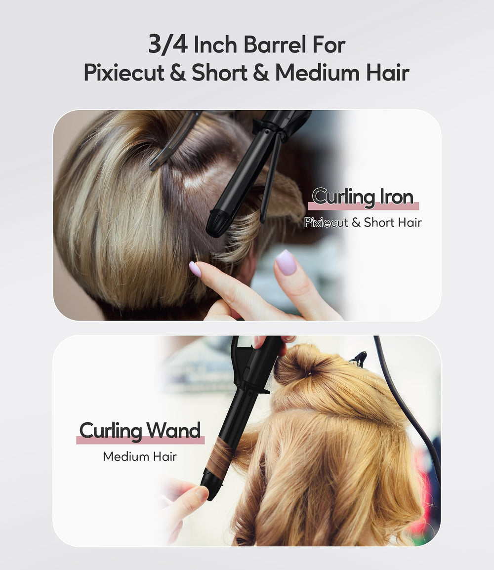 FARERY mini curling iron argan keratin-infused barrel delivers shiny, smooth curls with nourishing benefits.