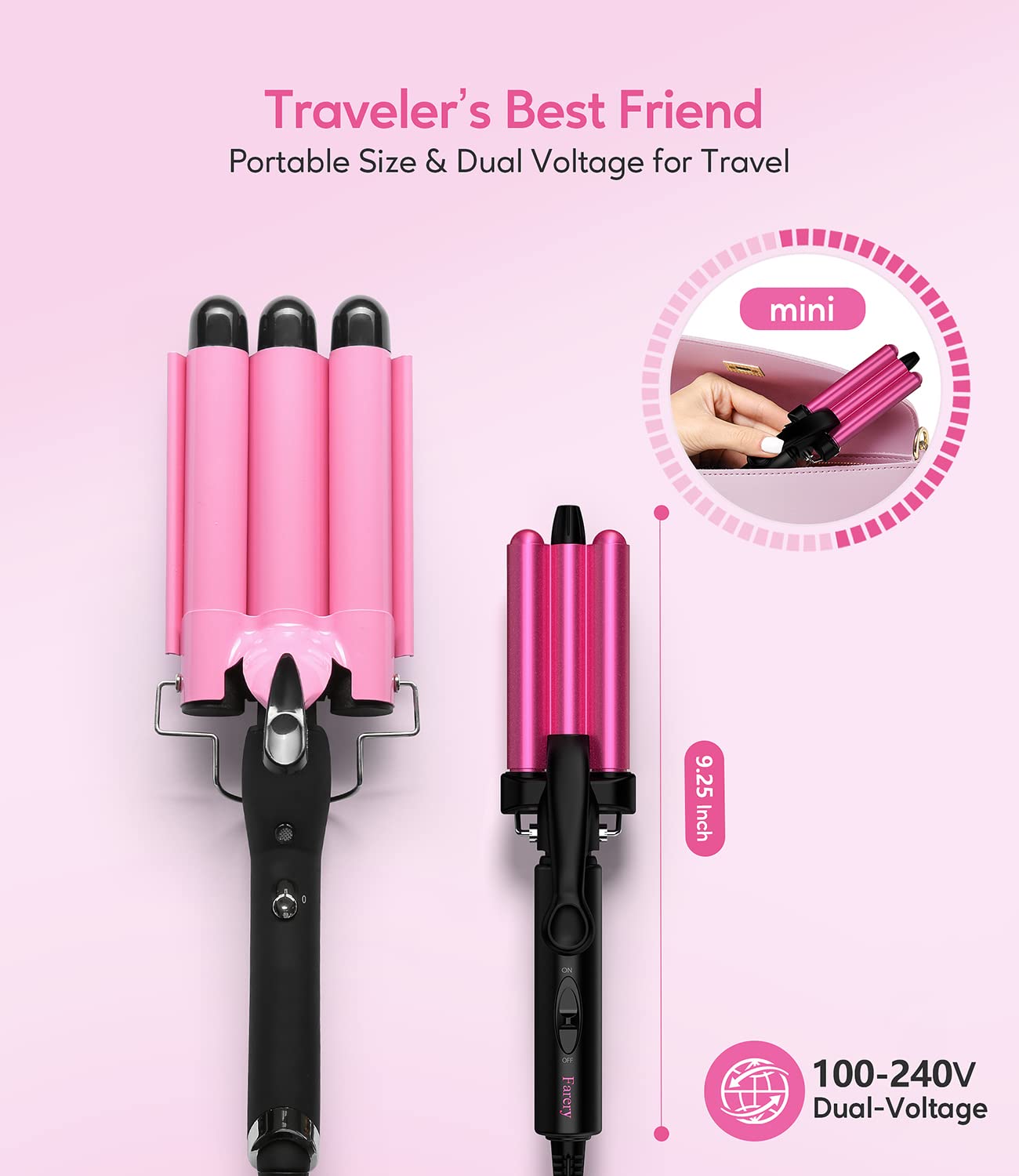 FARERY Mini Waver compact travel design on vanity