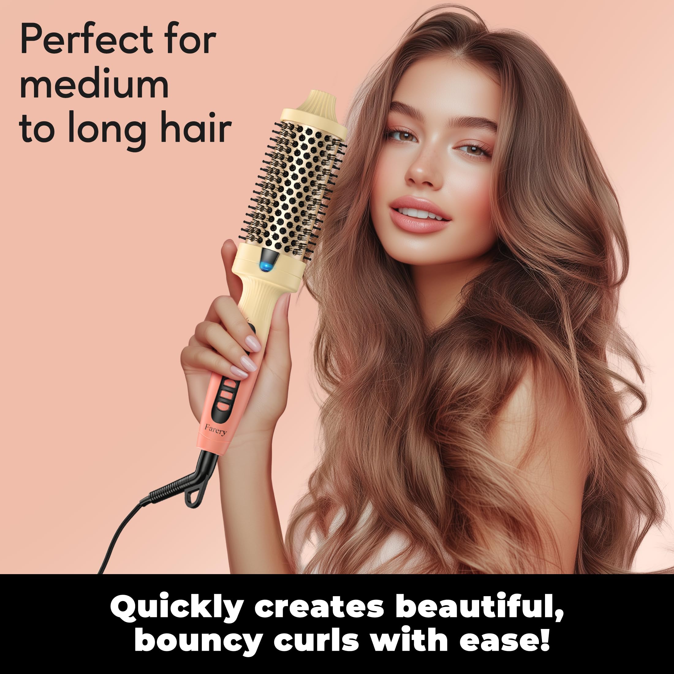 Farery thermal brush digital display shows precise heat for tailored styling