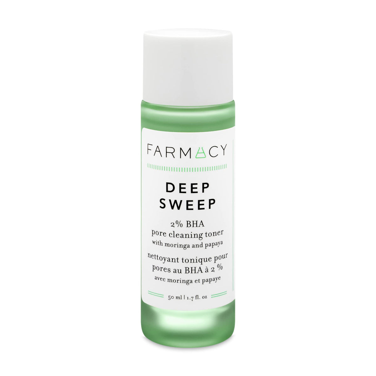 Farmacy 2% Salicylic Acid Toner bottle shows pore-refining formula.