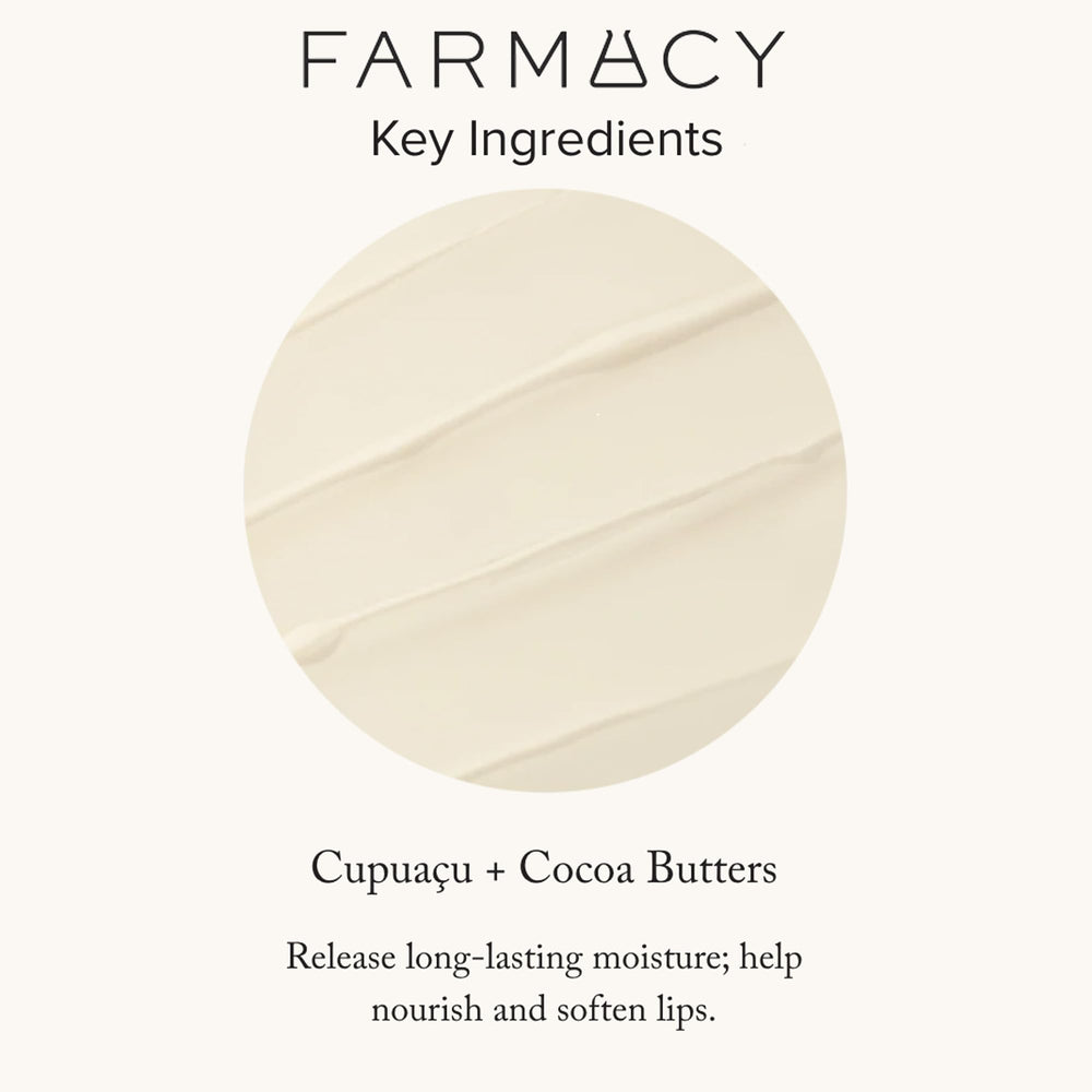 Farmacy lip balm with vitamin E promotes replenishment and subtle shine.