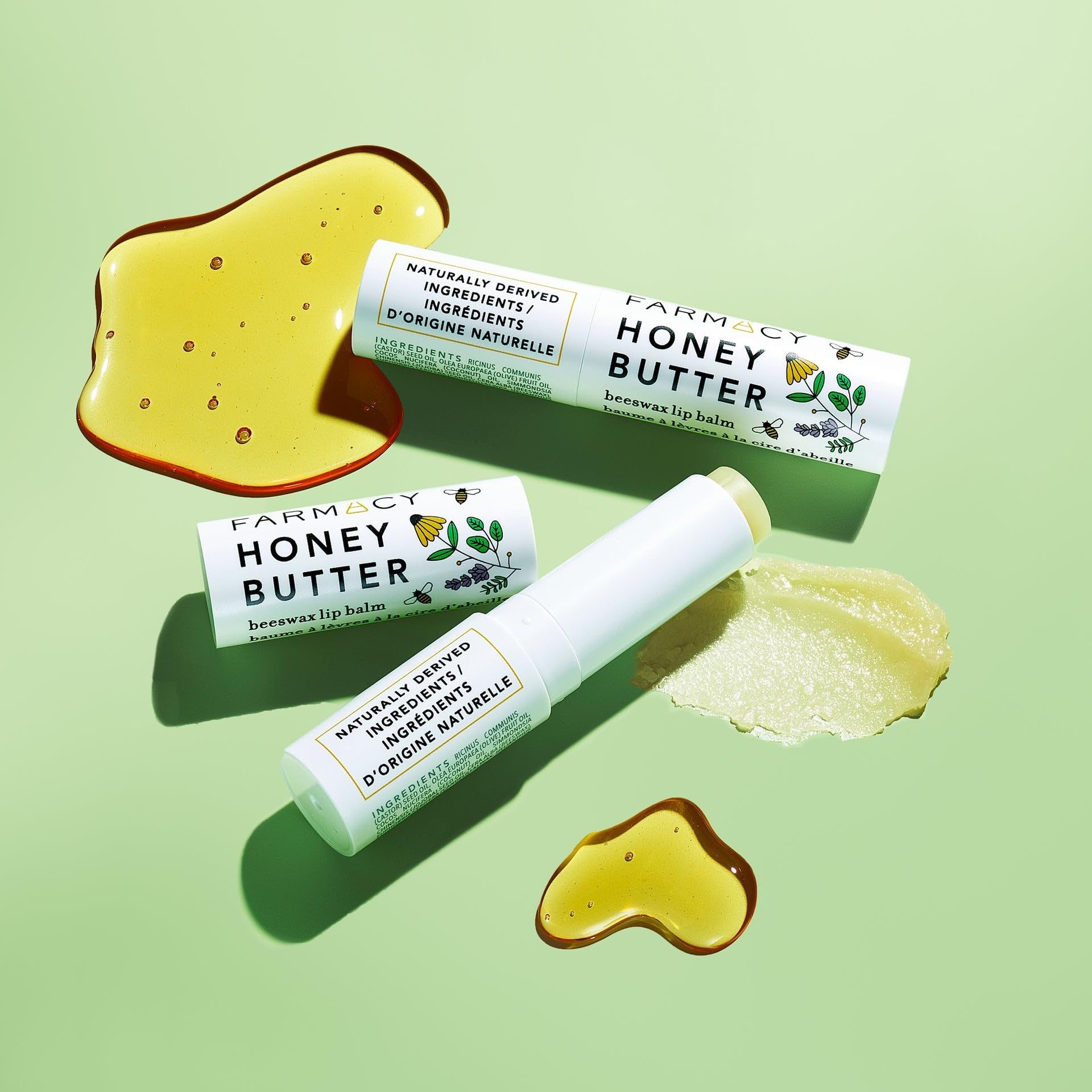 Farmacy beeswax lip balm priming-use before color close-up shows smooth base.