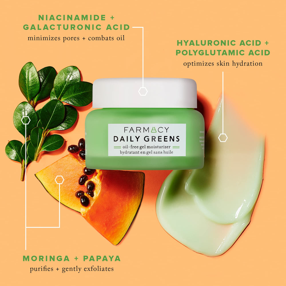 Farmacy Daily Greens on porcelain skin shows a shine-free, balanced look.