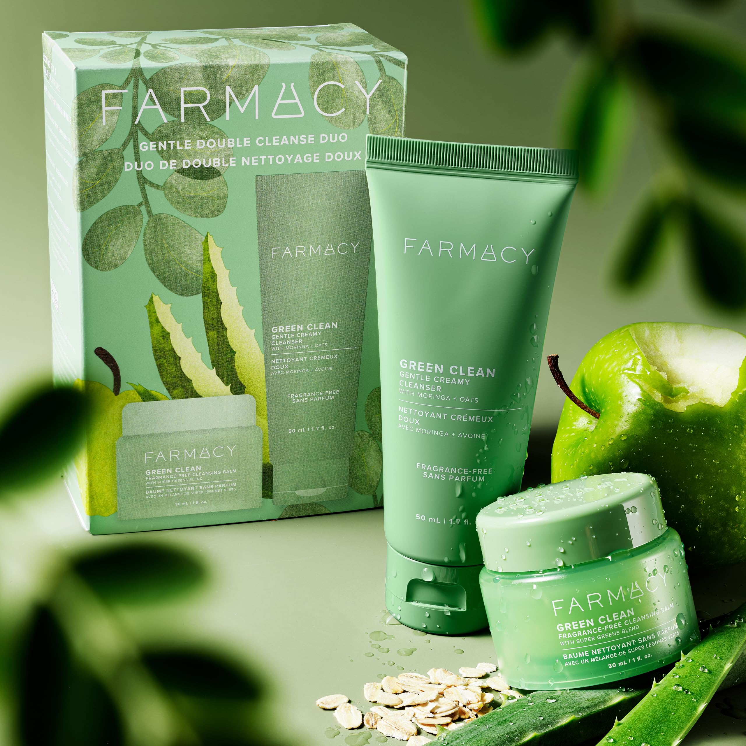 Farmacy double cleanse routine leaves skin clean and hydrated.