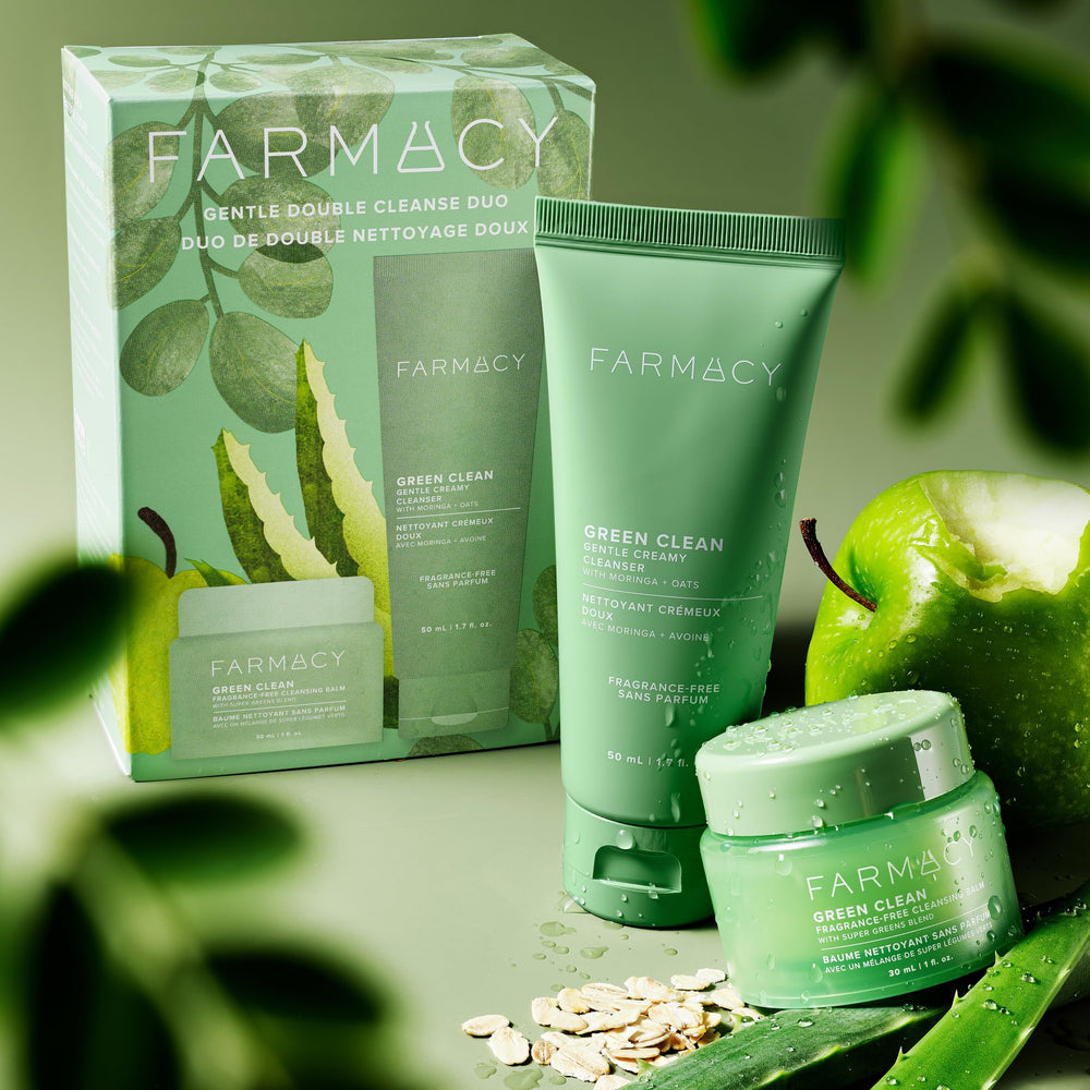 Farmacy double cleanse routine leaves skin clean and hydrated.