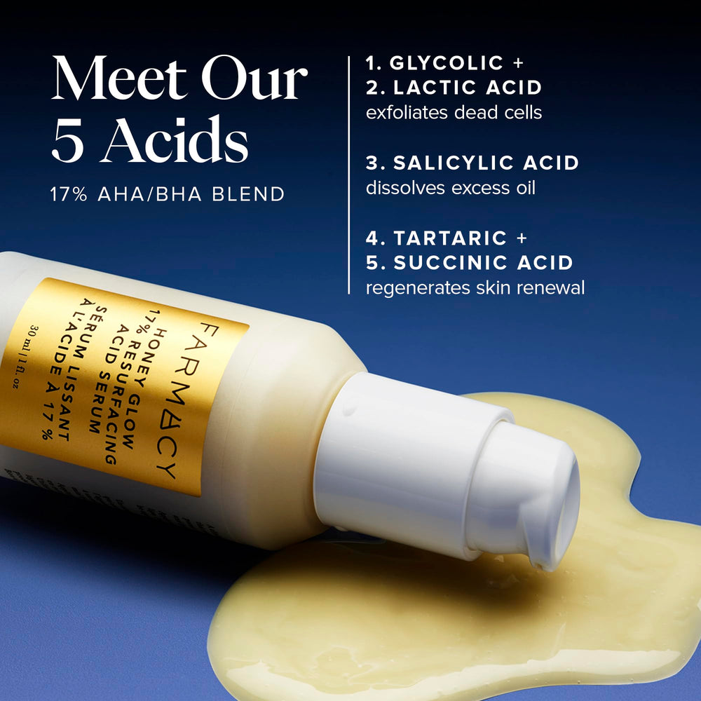 Farmacy Face Exfoliator Serum Honey Glow in-use shot emphasizes hydration