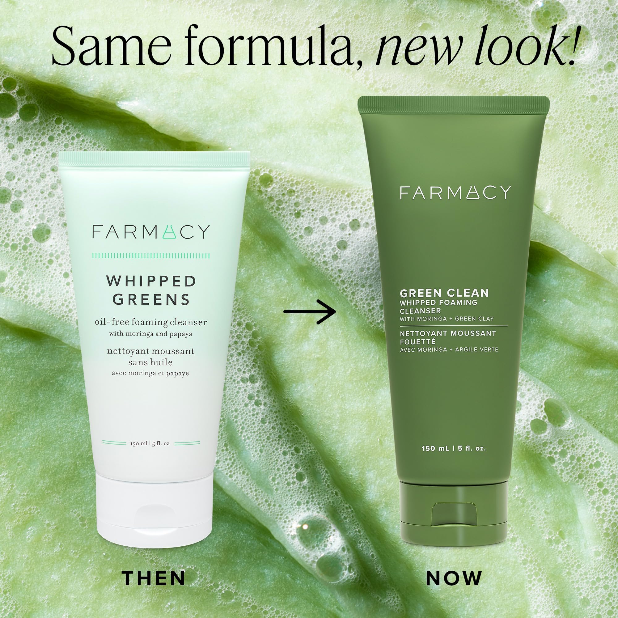 Farmacy Foaming Face Wash green clay swirl showing detoxifying texture