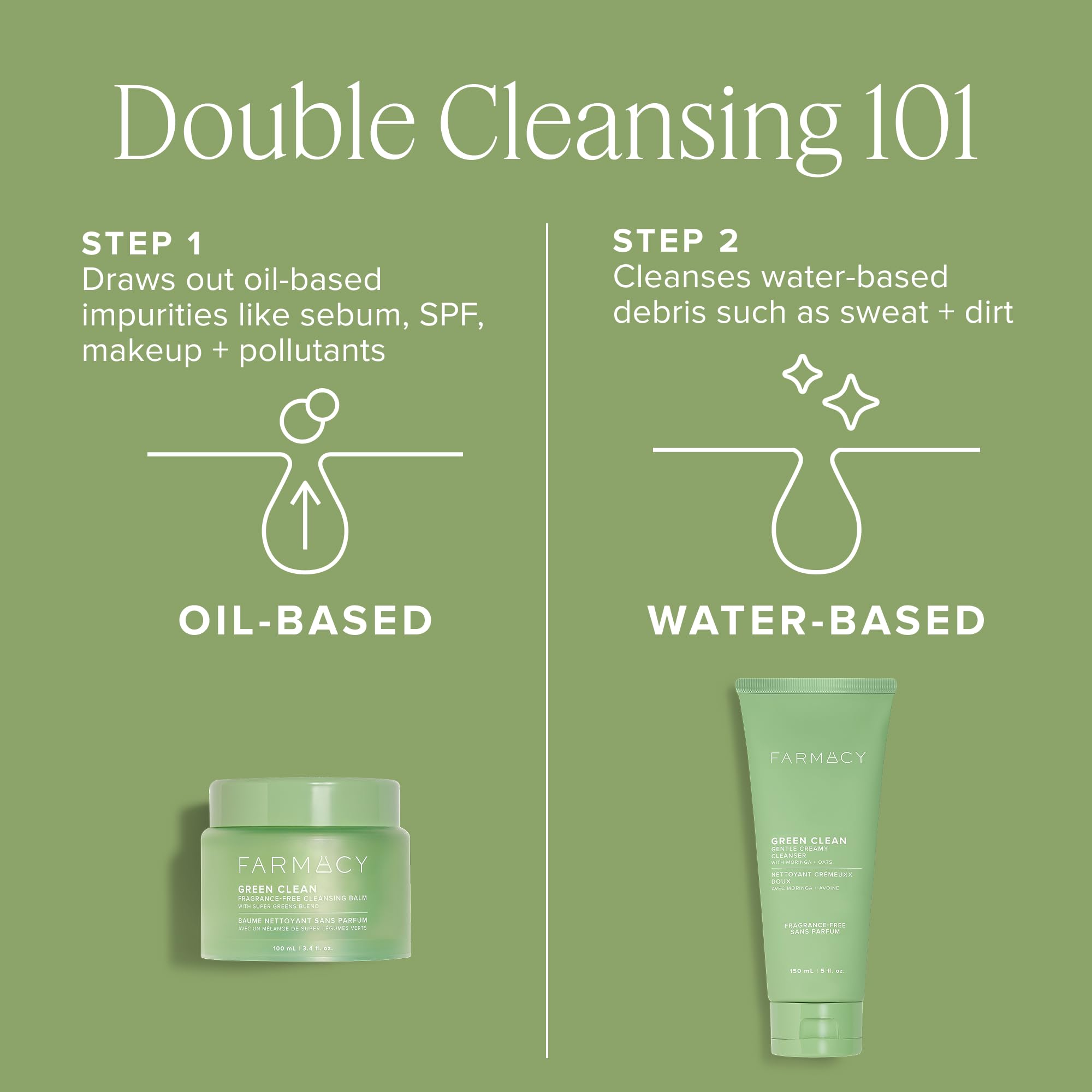 Farmacy fragrance-free Creamy Cleanser on skin supports gentle hydration.