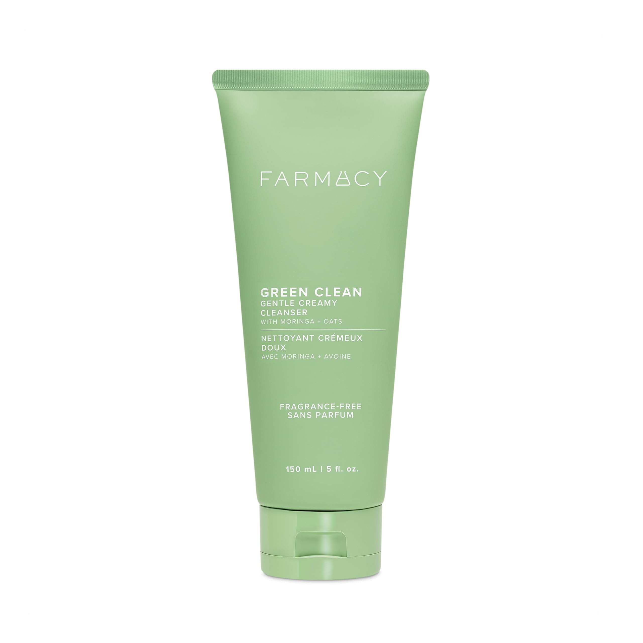 Farmacy Gentle Creamy Face Cleanser bottle-pour shows gentle makeup removal with hydration.