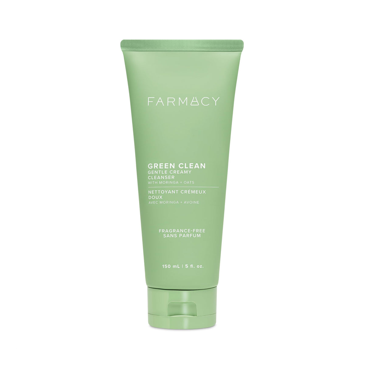 Farmacy Gentle Creamy Face Cleanser bottle-pour shows gentle makeup removal with hydration.