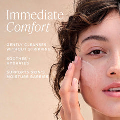 Farmacy Gentle Creamy Face Cleanser cream-texture closeup highlights soothing hydration.