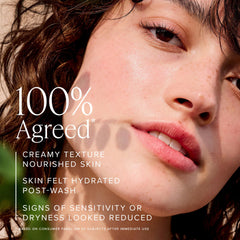 Farmacy Gentle Creamy Face Cleanser ingredients aloe-moringa show soothing, purifying skin benefits.