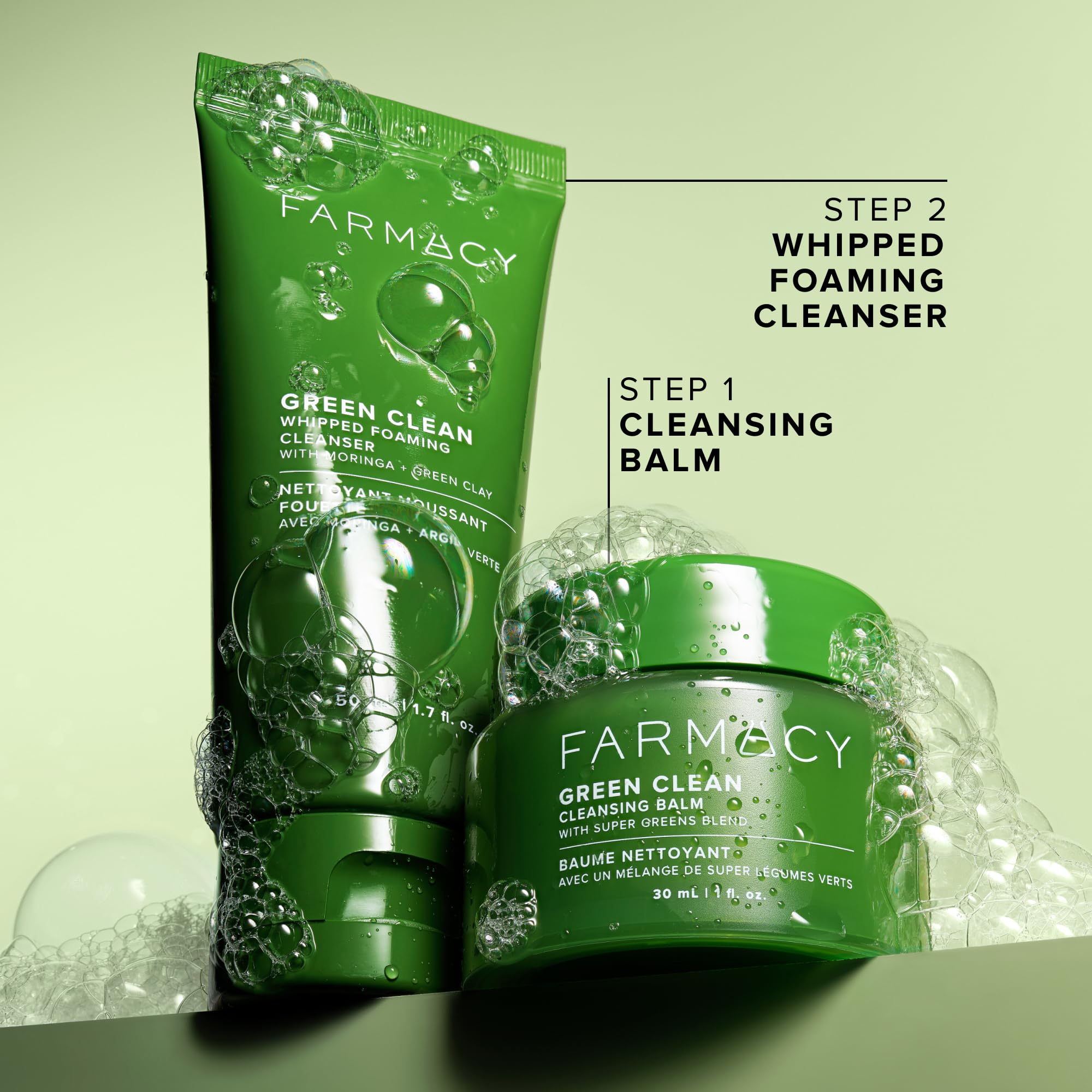 Farmacy Green Clean Cleansing Balm jar close-up melts makeup gently