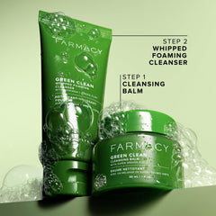 Farmacy Green Clean Cleansing Balm jar close-up melts makeup gently