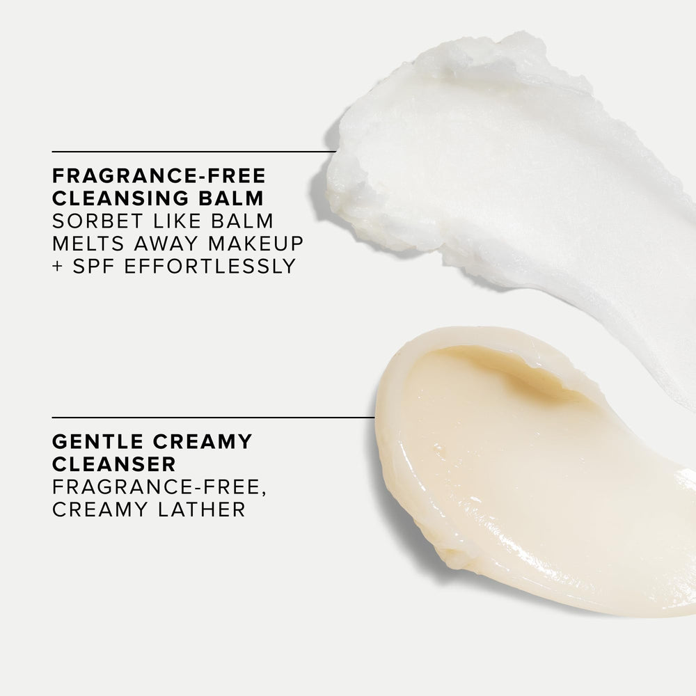 Farmacy Green Clean cleansing balm removing makeup, including waterproof mascara.