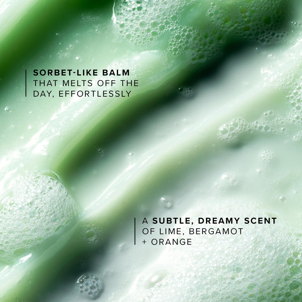 Farmacy Green Clean double cleanse milky lather illustrates dual-action cleansing experience.