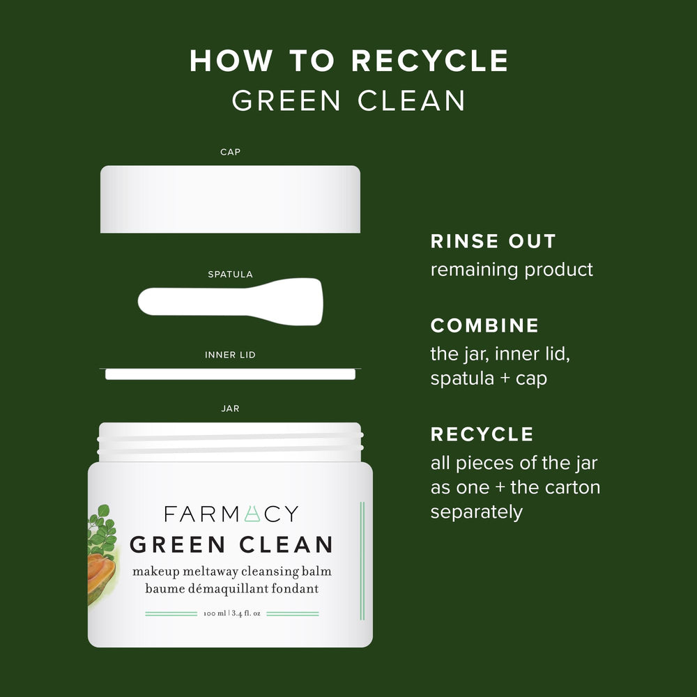 Farmacy Green Clean recyclable jar supports eco-friendly beauty habits.