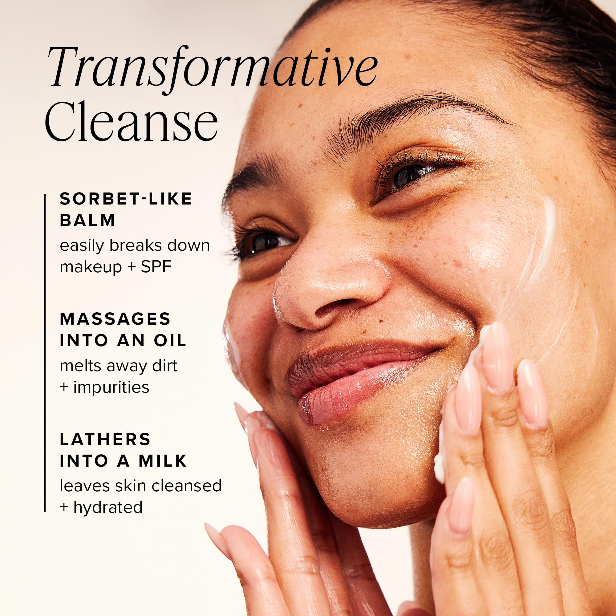 Farmacy Green Clean sunflower and ginger oils highlight natural ingredients aiding makeup melt.