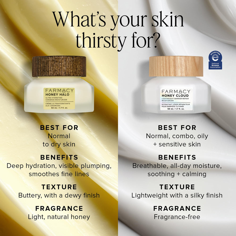 Farmacy Honey Cloud Moisturizer highlights hyaluronic acid for a hydrated, plump feel.