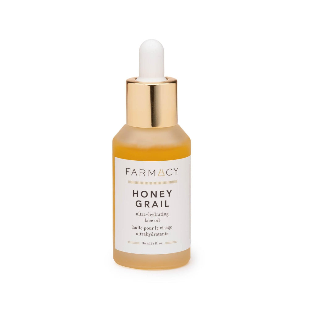 Farmacy Honey Grail bottle on dresser showcasing premium skincare routine