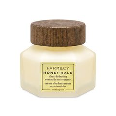 Farmacy Honey Halo jar closeup highlighting creamy hydration for dry skin.